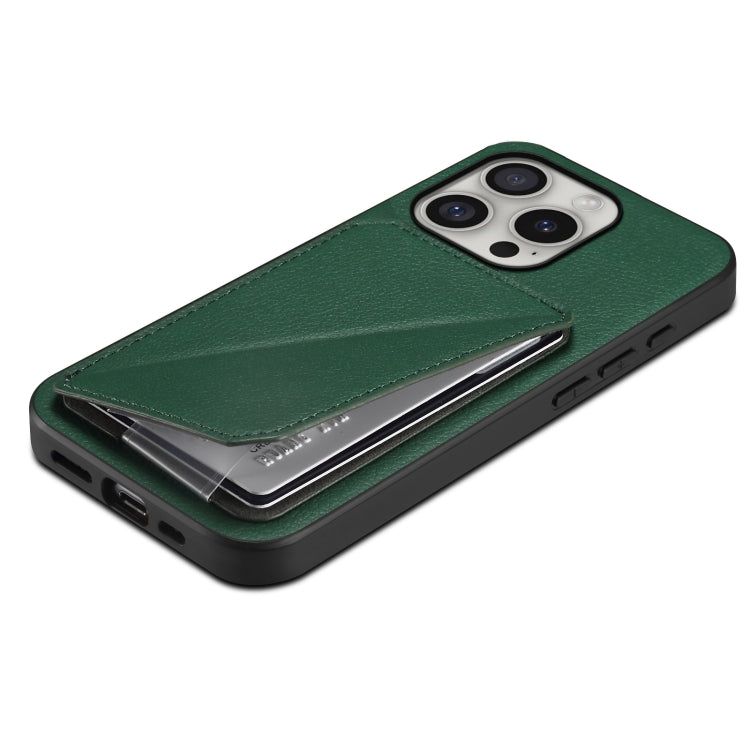 For iPhone 16 Pro D04 Calf Texture Dual Card Slot Holder Phone Case(Green) - iPhone 16 Pro Cases by PMC TechLife | Online Shopping South Africa | PMC TechLife | Buy Now Pay Later Mobicred