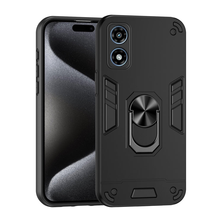 For Motorola Moto G Play 2024 Shockproof Metal Ring Holder Phone Case(Black) - free shipping - PMC Jewellery - Order now!