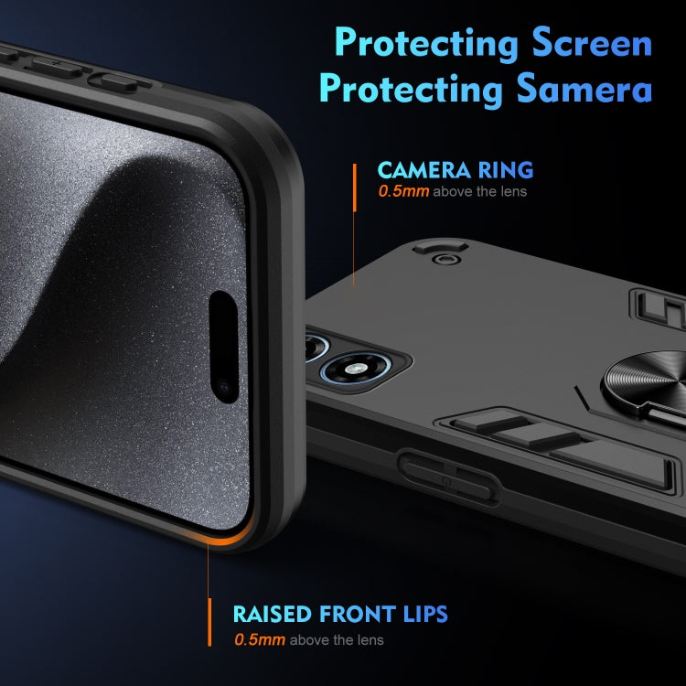 For Motorola Moto G Play 2024 Shockproof Metal Ring Holder Phone Case(Black) - free shipping - PMC Jewellery - Order now!