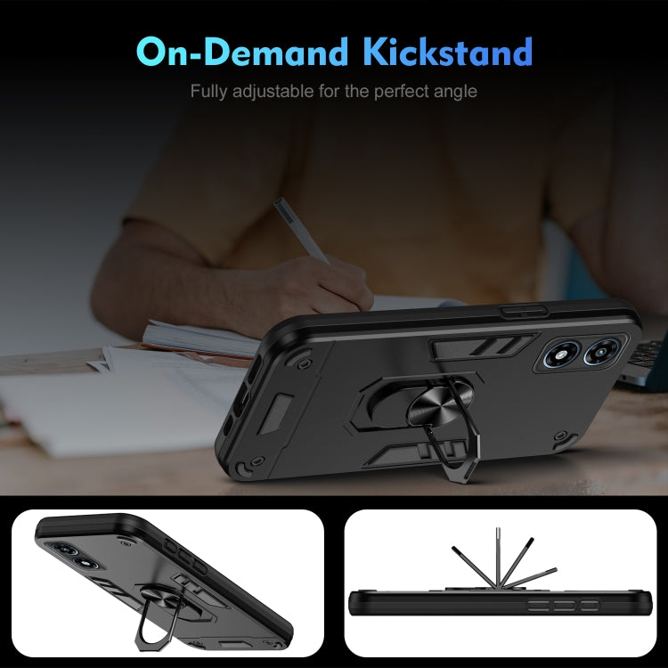 For Motorola Moto G Play 2024 Shockproof Metal Ring Holder Phone Case(Black) - free shipping - PMC Jewellery - Order now!