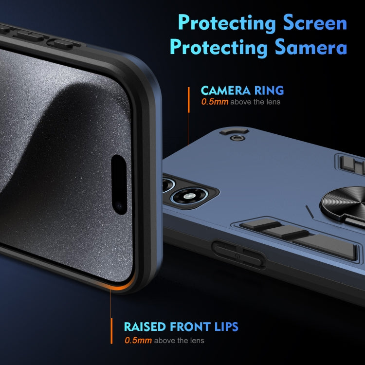For Motorola Moto G Play 2024 Shockproof Metal Ring Holder Phone Case(Blue) - Motorola Cases by PMC Jewellery | Online Shopping South Africa | PMC Jewellery | Buy Now Pay Later Mobicred