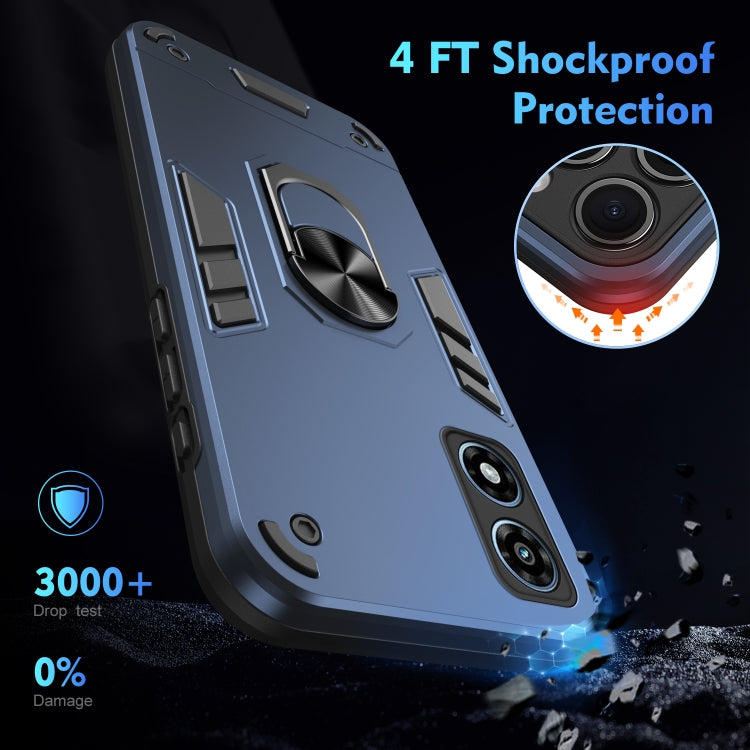 For Motorola Moto G Play 2024 Shockproof Metal Ring Holder Phone Case(Blue) - Motorola Cases by PMC Jewellery | Online Shopping South Africa | PMC Jewellery | Buy Now Pay Later Mobicred