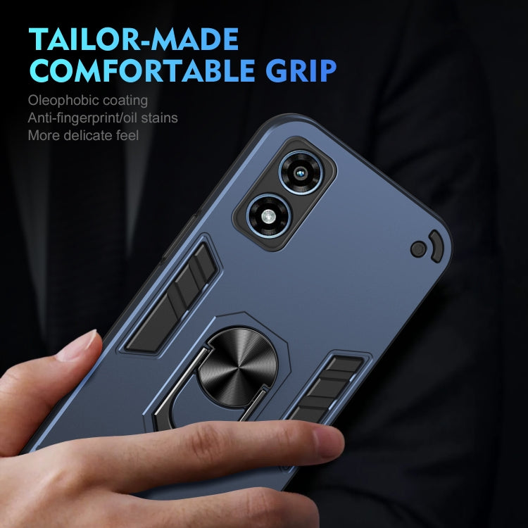 For Motorola Moto G Play 2024 Shockproof Metal Ring Holder Phone Case(Blue) - Motorola Cases by PMC Jewellery | Online Shopping South Africa | PMC Jewellery | Buy Now Pay Later Mobicred