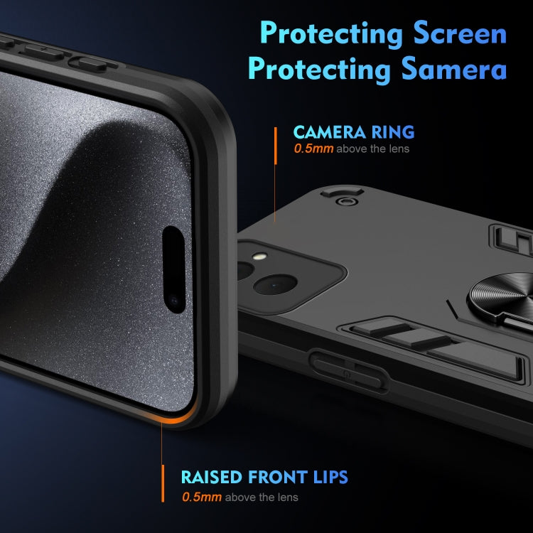 For Motorola Moto G Power 2024 Shockproof Metal Ring Holder Phone Case(Black) - Motorola Cases by PMC Jewellery | Online Shopping South Africa | PMC Jewellery | Buy Now Pay Later Mobicred