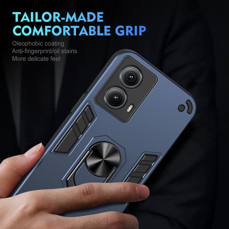 For Motorola Edge 2024 Shockproof Metal Ring Holder Phone Case(Blue) - Motorola Cases by PMC Jewellery | Online Shopping South Africa | PMC Jewellery | Buy Now Pay Later Mobicred