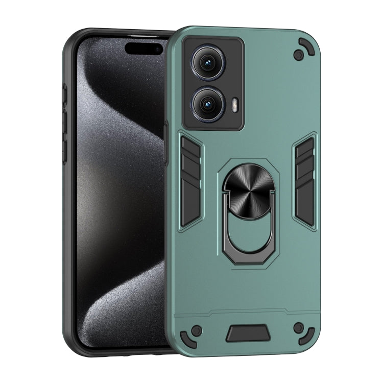 For Motorola Edge 2024 Shockproof Metal Ring Holder Phone Case(Green) - Motorola Cases by PMC Jewellery | Online Shopping South Africa | PMC Jewellery | Buy Now Pay Later Mobicred