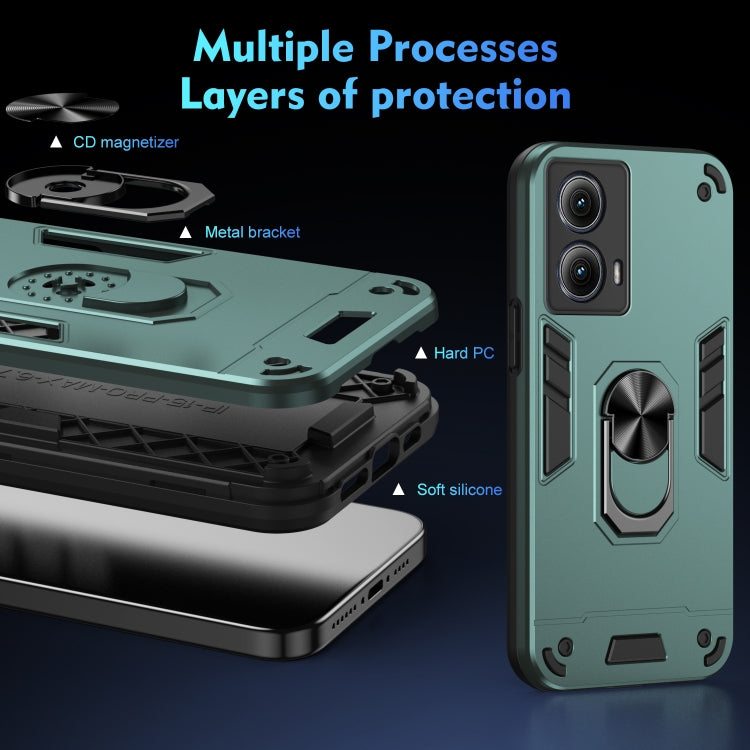 For Motorola Edge 2024 Shockproof Metal Ring Holder Phone Case(Green) - Motorola Cases by PMC Jewellery | Online Shopping South Africa | PMC Jewellery | Buy Now Pay Later Mobicred