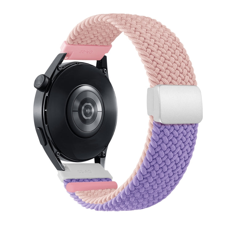 18mm Two-color Magnetic Braided Nylon Watch Band(Pink Purple) - 18mm Bands by PMC TechLife | Online Shopping South Africa | PMC TechLife | Buy Now Pay Later Mobicred