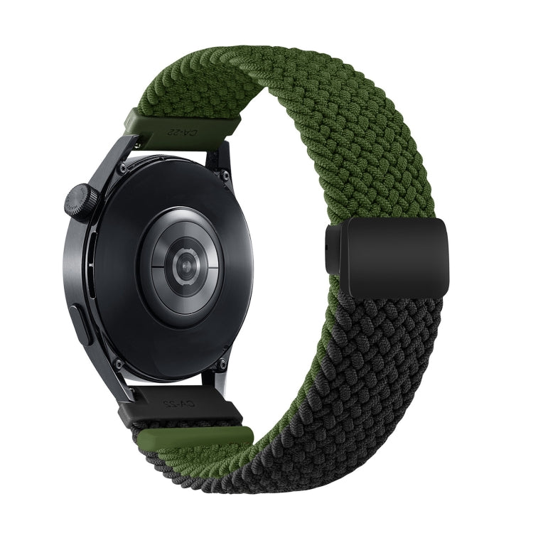 18mm Two-color Magnetic Braided Nylon Watch Band(Olive Black) - 18mm Bands by PMC TechLife | Online Shopping South Africa | PMC TechLife | Buy Now Pay Later Mobicred