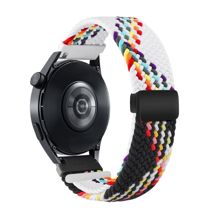 20mm Two-color Magnetic Braided Nylon Watch Band(White Black Rainbow) - 20mm Bands by PMC TechLife | Online Shopping South Africa | PMC TechLife