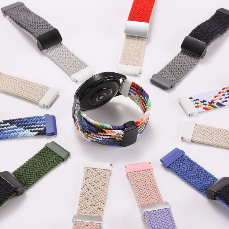 18mm Two-color Magnetic Braided Nylon Watch Band(White Black Rainbow) - 18mm Bands by PMC TechLife | Online Shopping South Africa | PMC TechLife | Buy Now Pay Later Mobicred
