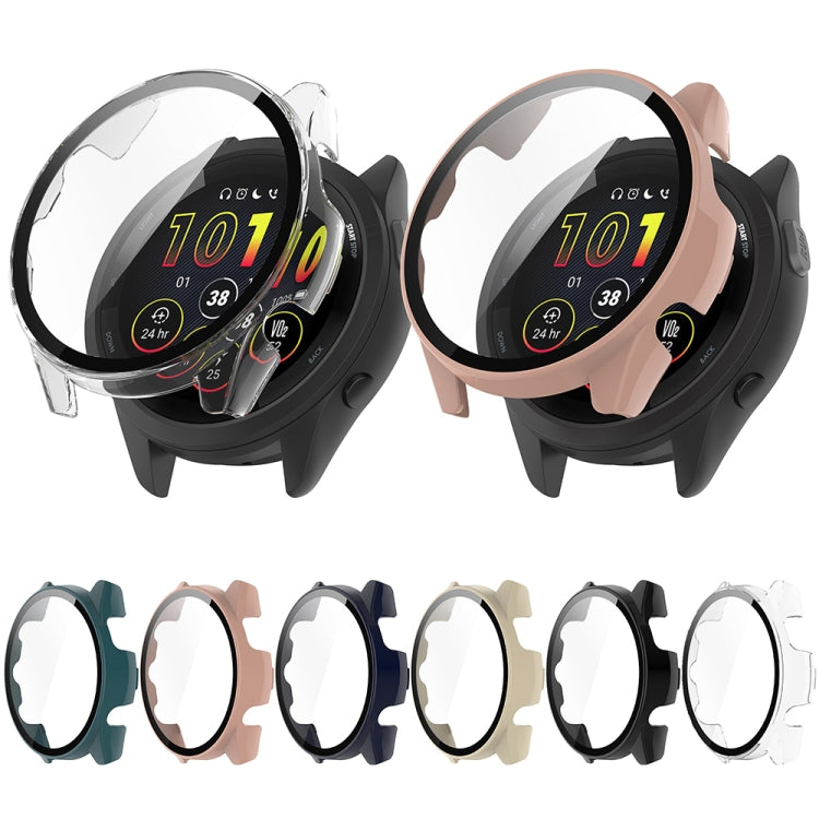 For Garmin Forerunner 165 / 165 Music PC + Tempered Film Integrated Watch Protective Case(Ivory White) - Watch Cases by PMC TechLife | Online Shopping South Africa | PMC TechLife