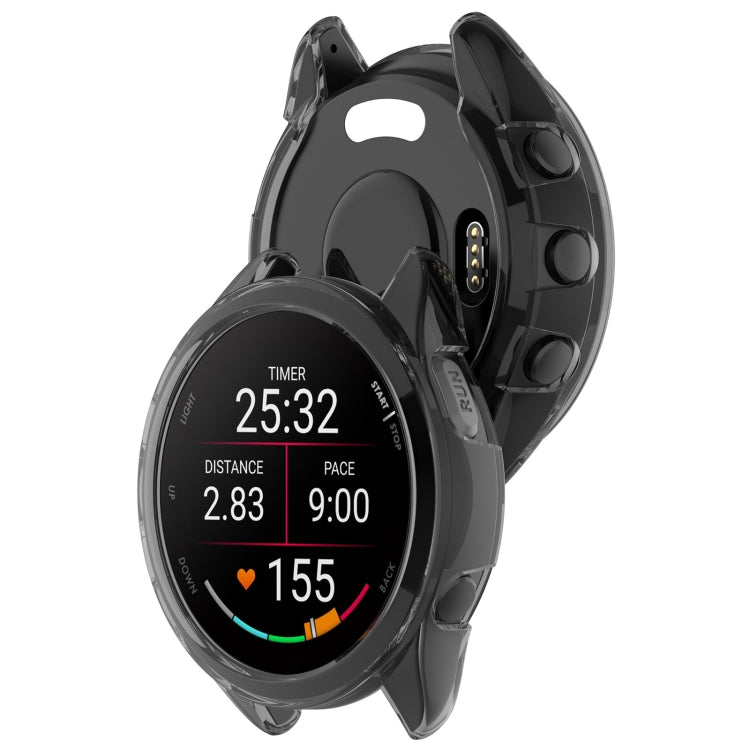 For Garmin Forerunner 165 / 165 Music Half Pack Hollow TPU Watch Protective Case(Transparent Black) - Watch Cases by PMC TechLife | Online Shopping South Africa | PMC TechLife