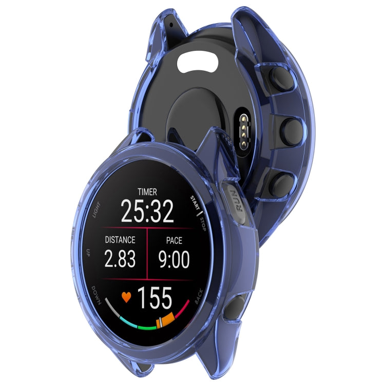 For Garmin Forerunner 165 / 165 Music Half Pack Hollow TPU Watch Protective Case(Transparent Blue) - Watch Cases by PMC TechLife | Online Shopping South Africa | PMC TechLife