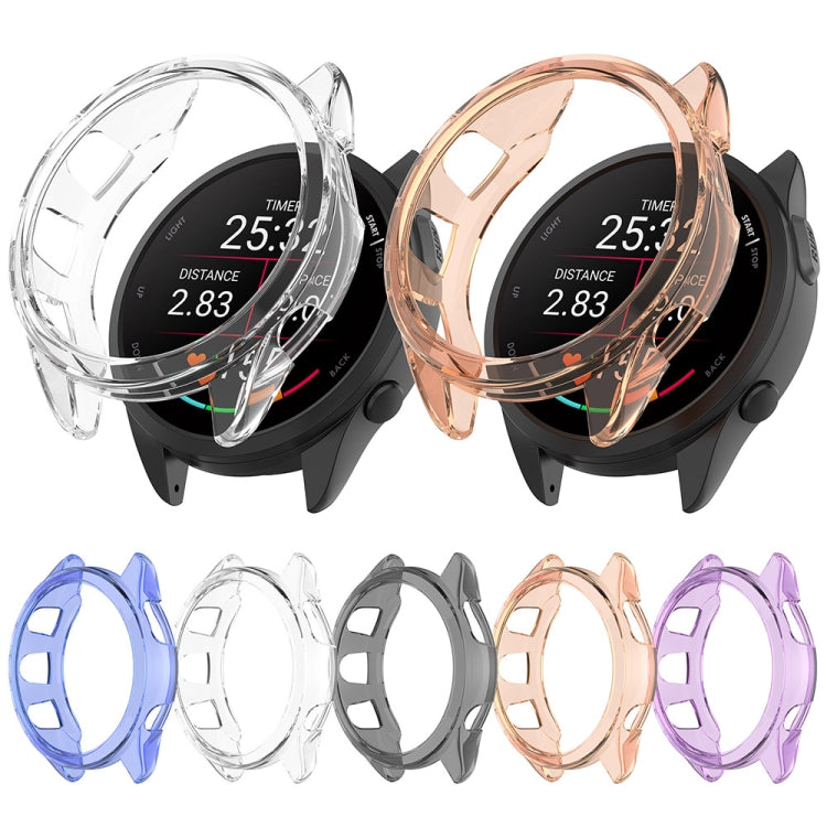 For Garmin Forerunner 165 / 165 Music Half Pack Hollow TPU Watch Protective Case(Transparent Pink) - Watch Cases by PMC TechLife | Online Shopping South Africa | PMC TechLife