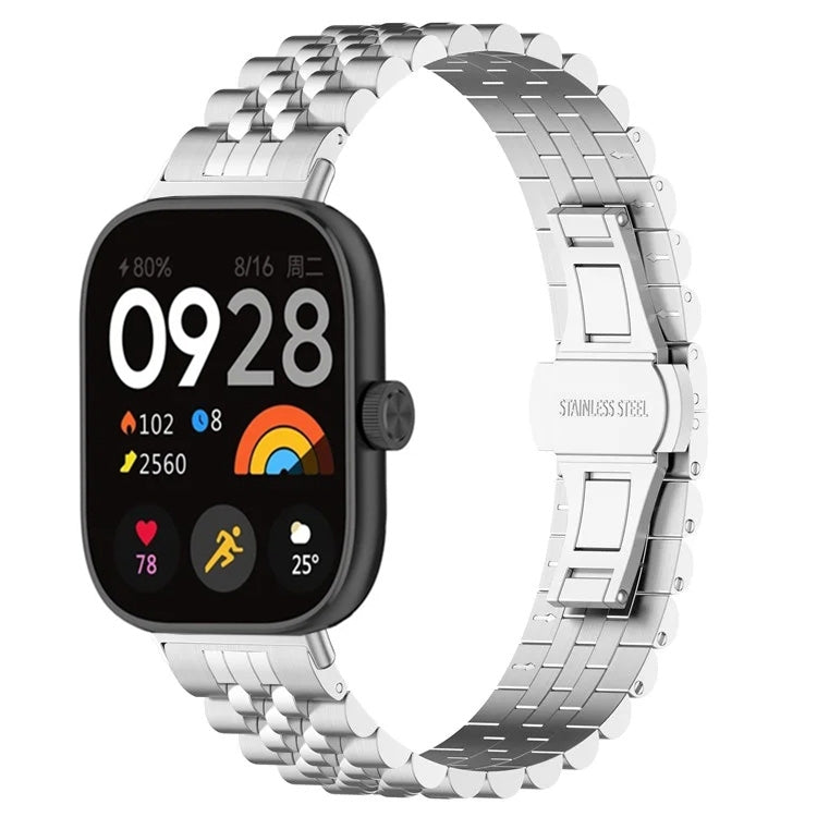 For Xiaomi Mi Band 8 Pro Five-bead Butterfly Buckle Metal Watch Band(Silver) - Watch Bands by PMC TechLife | Online Shopping South Africa | PMC TechLife