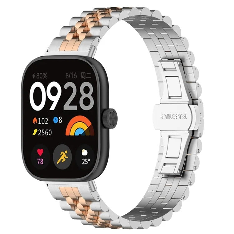 For Xiaomi Mi Band 8 Pro / Smart Band 9 Pro Five-bead Butterfly Buckle Metal Watch Band(Silver Rose Gold A) - free shipping - PMC TechLife - Order now!