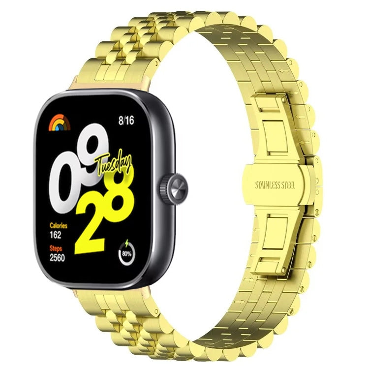 For  Xiaomi Redmi Watch 4 Five-bead Butterfly Buckle Metal Watch Band(Gold) - Watch Bands by PMC TechLife | Online Shopping South Africa | PMC TechLife