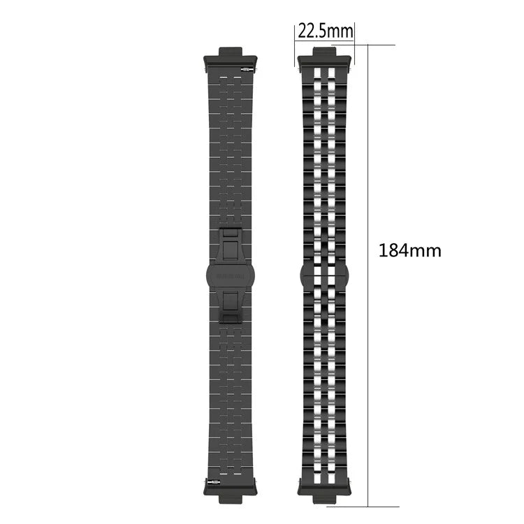 For Xiaomi Mi Band 8 Pro Five-bead Butterfly Buckle Metal Watch Band(Black Silver A) - Watch Bands by PMC TechLife | Online Shopping South Africa | PMC TechLife