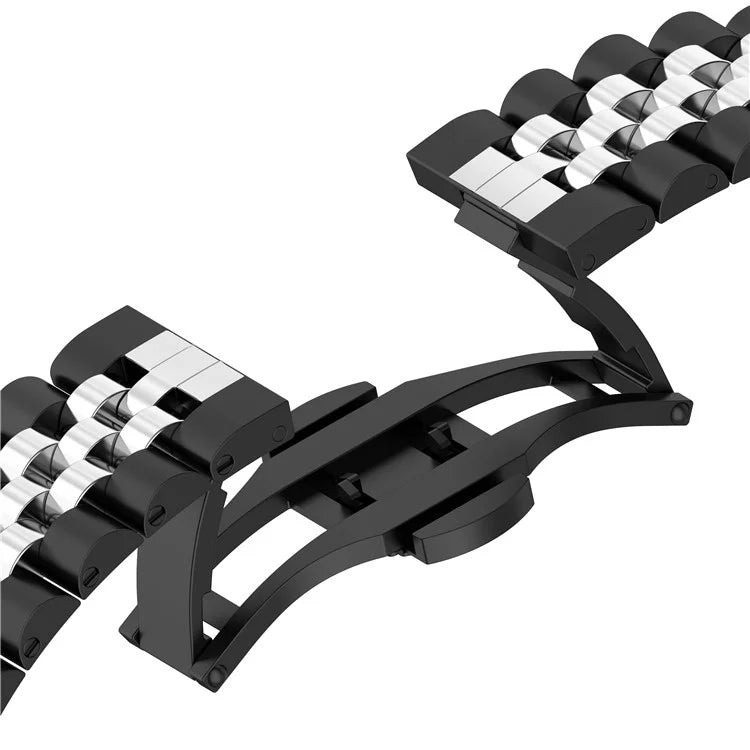 For Xiaomi Mi Band 8 Pro Five-bead Butterfly Buckle Metal Watch Band(Black Silver B) - Watch Bands by PMC TechLife | Online Shopping South Africa | PMC TechLife