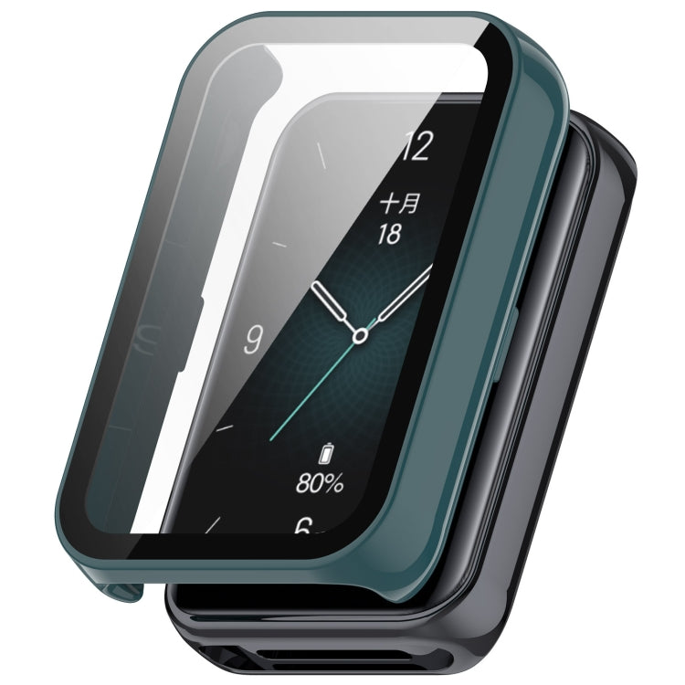 For Honor Band 9 PC + Tempered Film Integrated Watch Protective Case(Pine Green) - Watch Cases by PMC TechLife | Online Shopping South Africa | PMC TechLife