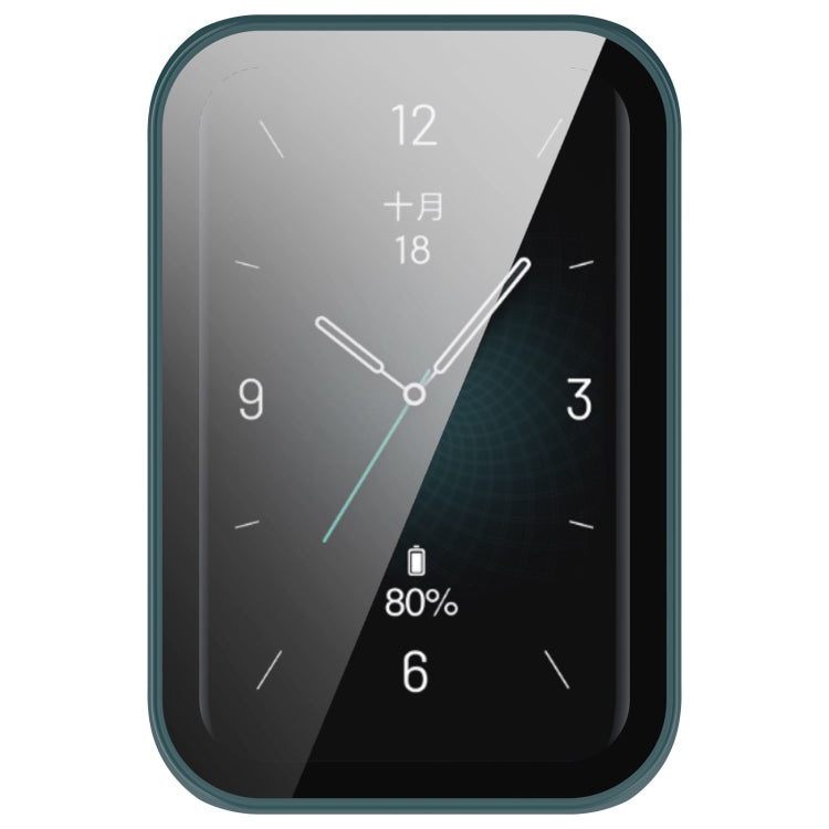 For Honor Band 9 PC + Tempered Film Integrated Watch Protective Case(Pine Green) - Watch Cases by PMC TechLife | Online Shopping South Africa | PMC TechLife