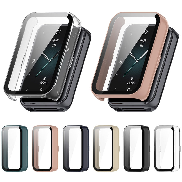 For Honor Band 9 PC + Tempered Film Integrated Watch Protective Case(Pine Green) - Watch Cases by PMC TechLife | Online Shopping South Africa | PMC TechLife