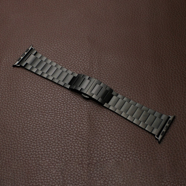 For Apple Watch SE 2023 44mm Three-bead Butterfly Buckle Metal Watch Band(Black) - Watch Bands by PMC TechLife | Online Shopping South Africa | PMC TechLife