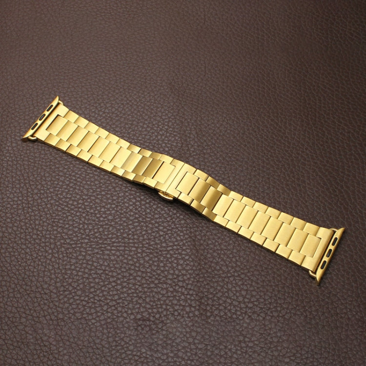 For Apple Watch 38mm Three-bead Butterfly Buckle Metal Watch Band(Gold) - Watch Bands by PMC TechLife | Online Shopping South Africa | PMC TechLife
