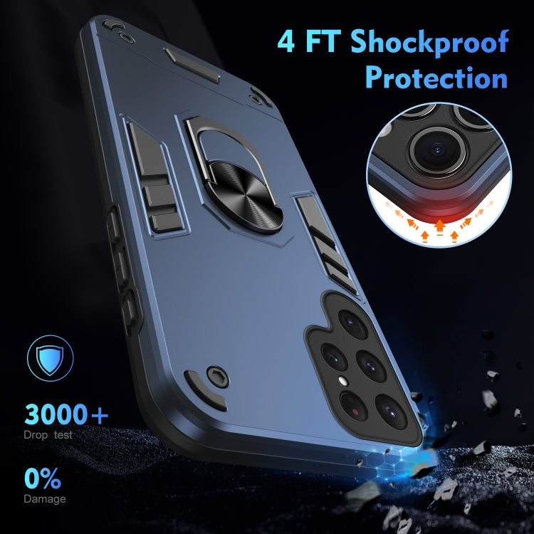 For Samsung Galaxy S23 Ultra 5G Shockproof Metal Ring Holder Phone Case(Blue) - Galaxy S23 Ultra 5G Cases by PMC TechLife | Online Shopping South Africa | PMC TechLife