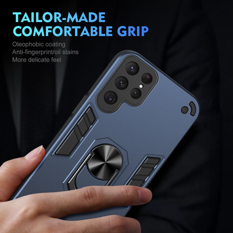 For Samsung Galaxy S23 Ultra 5G Shockproof Metal Ring Holder Phone Case(Blue) - Galaxy S23 Ultra 5G Cases by PMC TechLife | Online Shopping South Africa | PMC TechLife