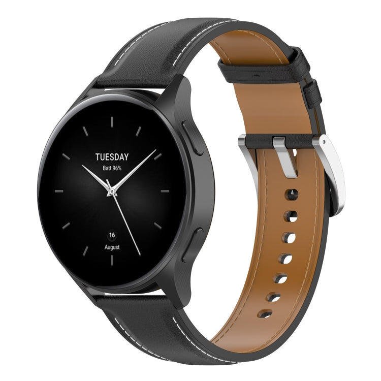 For Xiaomi Watch 2 22mm Genuine Leather Watch Band(Black) - Watch Bands by PMC TechLife | Online Shopping South Africa | PMC TechLife
