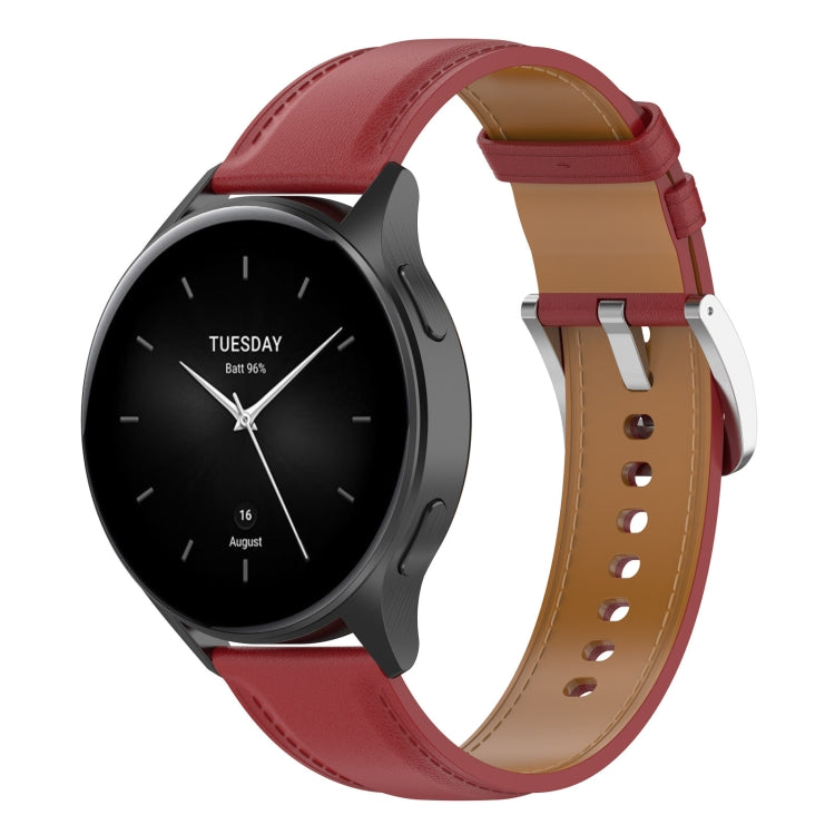 For Xiaomi Watch 2 22mm Genuine Leather Watch Band(Red) - Watch Bands by PMC TechLife | Online Shopping South Africa | PMC TechLife