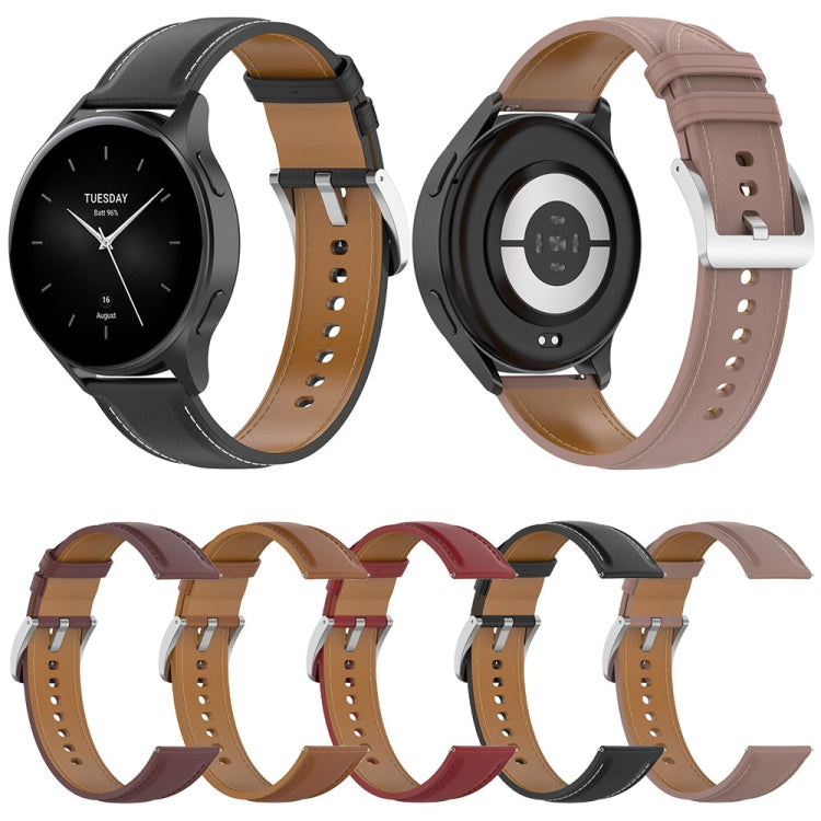 For Xiaomi Watch 2 22mm Genuine Leather Watch Band(Dark Pink) - Watch Bands by PMC TechLife | Online Shopping South Africa | PMC TechLife