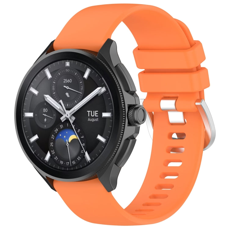 For Xiaomi Watch 2 Liquid Glossy Silver Buckle Silicone Watch Band(Orange) - Watch Bands by PMC TechLife | Online Shopping South Africa | PMC TechLife