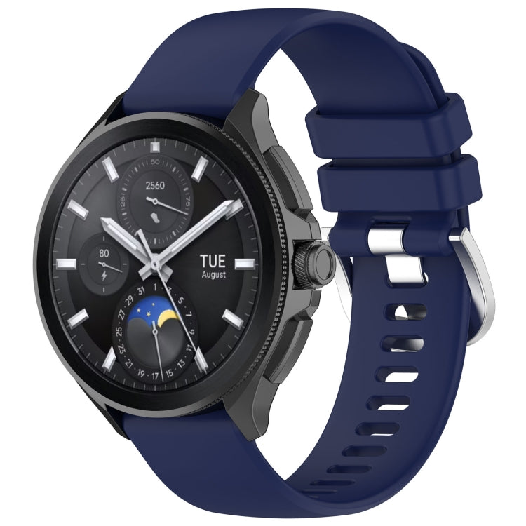 For Xiaomi Watch 2 Liquid Glossy Silver Buckle Silicone Watch Band(Dark Blue) - Watch Bands by PMC TechLife | Online Shopping South Africa | PMC TechLife