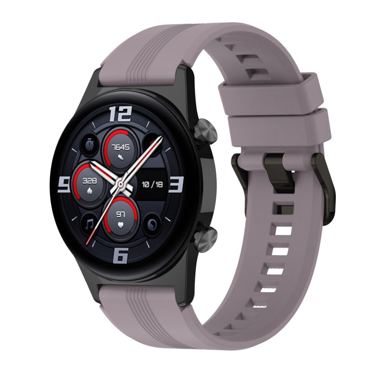 For Honor Watch GS 4 Striped Stainless Steel Buckle Silicone Watch Band(Purple) - Watch Bands by PMC TechLife | Online Shopping South Africa | PMC TechLife