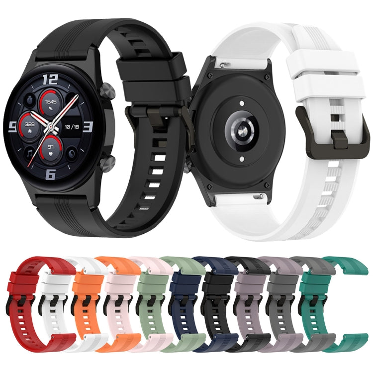 For Honor Watch GS 4 Striped Stainless Steel Buckle Silicone Watch Band(Green) - Watch Bands by PMC TechLife | Online Shopping South Africa | PMC TechLife