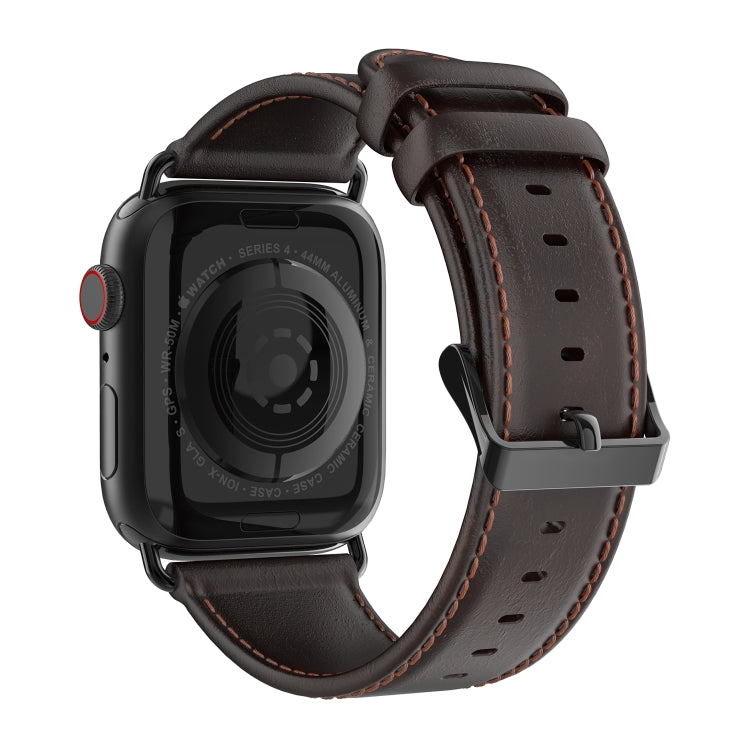 For Apple Watch Series 9 41mm DUX DUCIS Business Genuine Leather Watch Strap(Coffee) - Watch Bands by DUX DUCIS | Online Shopping South Africa | PMC TechLife | Buy Now Pay Later Mobicred