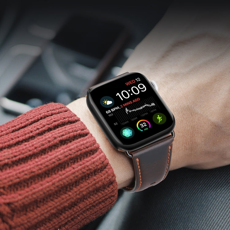 For Apple Watch Series 9 41mm DUX DUCIS Business Genuine Leather Watch Strap(Coffee) - Watch Bands by DUX DUCIS | Online Shopping South Africa | PMC TechLife | Buy Now Pay Later Mobicred