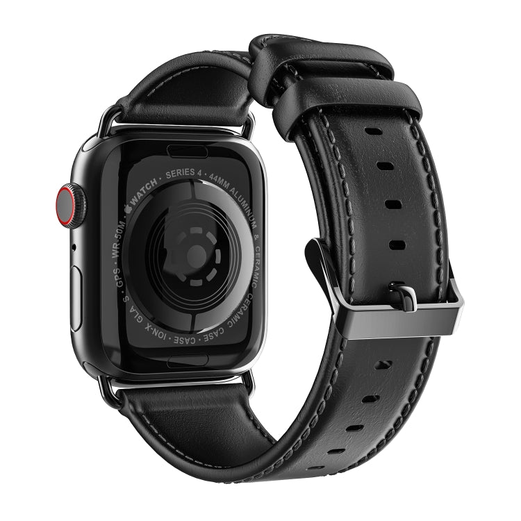 For Apple Watch Ultra 49mm DUX DUCIS Business Genuine Leather Watch Strap(Black) - Watch Bands by DUX DUCIS | Online Shopping South Africa | PMC TechLife | Buy Now Pay Later Mobicred