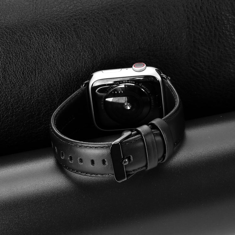 For Apple Watch Ultra 49mm DUX DUCIS Business Genuine Leather Watch Strap(Black) - Watch Bands by DUX DUCIS | Online Shopping South Africa | PMC TechLife | Buy Now Pay Later Mobicred