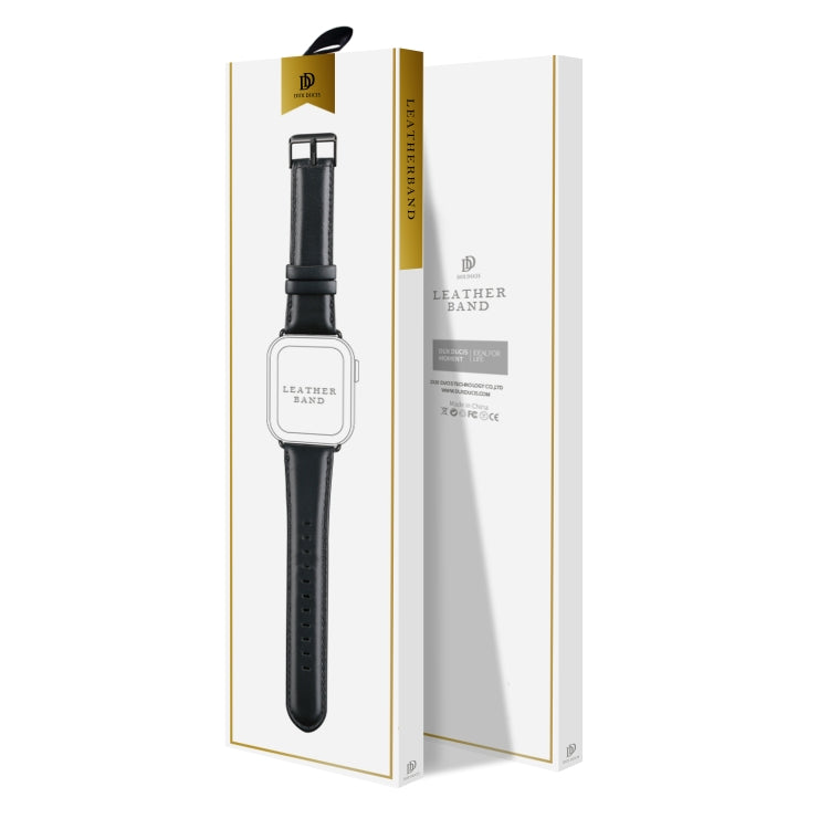 For Apple Watch Series 8 41mm DUX DUCIS Business Genuine Leather Watch Strap(Black) - Watch Bands by DUX DUCIS | Online Shopping South Africa | PMC TechLife | Buy Now Pay Later Mobicred
