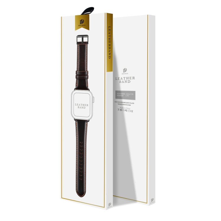 For Apple Watch Series 6 40mm DUX DUCIS Business Genuine Leather Watch Strap(Coffee) - Watch Bands by DUX DUCIS | Online Shopping South Africa | PMC TechLife | Buy Now Pay Later Mobicred