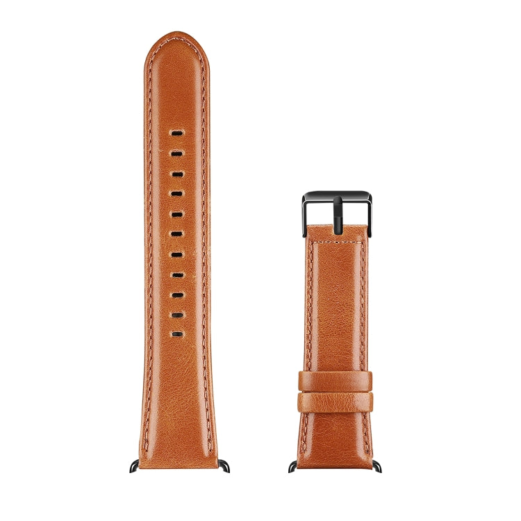 For Apple Watch Series 4 44mm DUX DUCIS Business Genuine Leather Watch Strap(Khaki) - Watch Bands by DUX DUCIS | Online Shopping South Africa | PMC TechLife | Buy Now Pay Later Mobicred