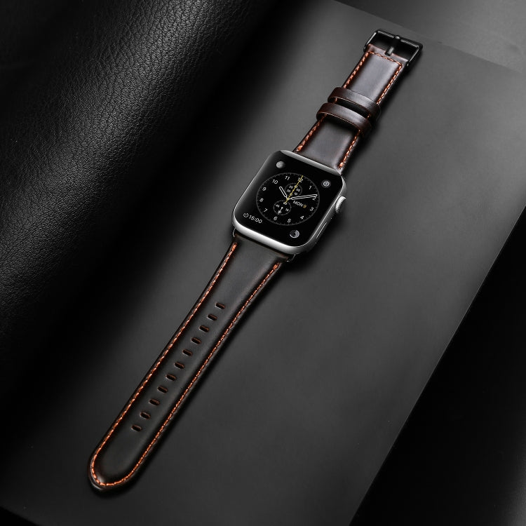 For Apple Watch Series 3 42mm DUX DUCIS Business Genuine Leather Watch Strap(Coffee) - Watch Bands by DUX DUCIS | Online Shopping South Africa | PMC TechLife | Buy Now Pay Later Mobicred