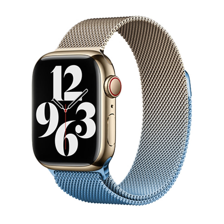For Apple Watch Series 8 41mm Milan Gradient Loop Magnetic Buckle Watch Band(Gold Blue) - Watch Bands by PMC TechLife | Online Shopping South Africa | PMC TechLife