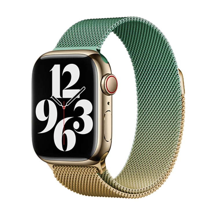 For Apple Watch Series 8 45mm Milan Gradient Loop Magnetic Buckle Watch Band(Gold Violet) - Watch Bands by PMC TechLife | Online Shopping South Africa | PMC TechLife