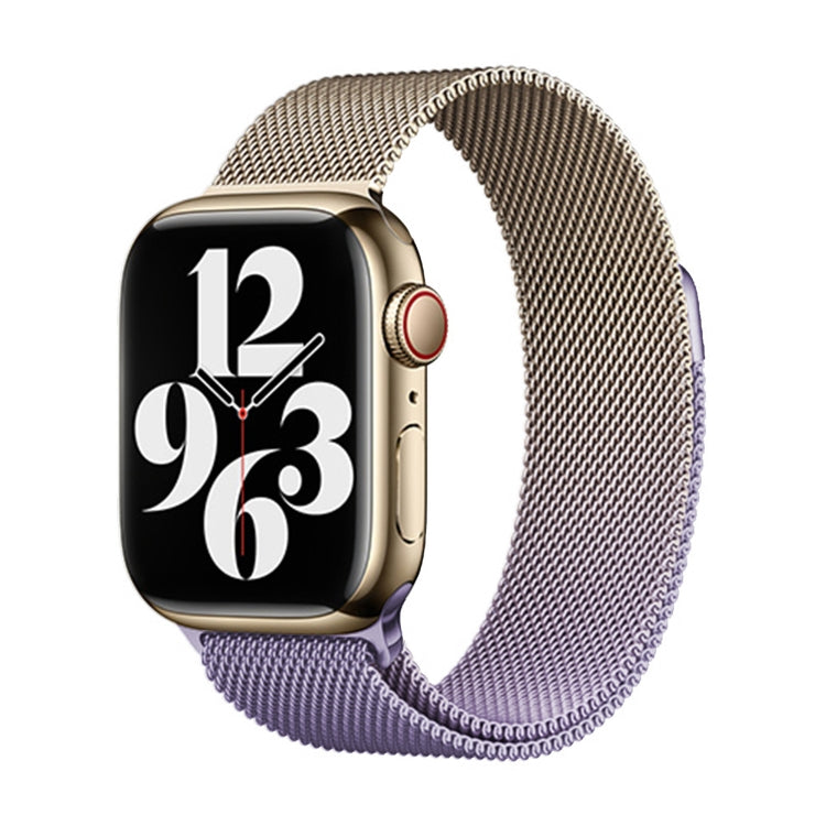 For Apple Watch Series 8 45mm Milan Gradient Loop Magnetic Buckle Watch Band(Gold Lavender) - Watch Bands by PMC TechLife | Online Shopping South Africa | PMC TechLife