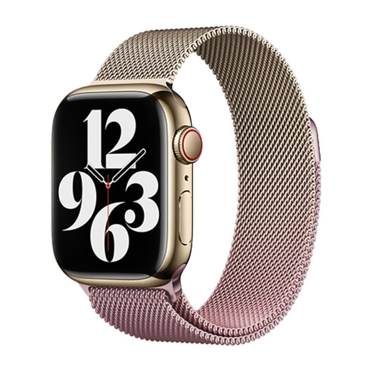 For Apple Watch SE 44mm Milan Gradient Loop Magnetic Buckle Watch Band(Gold Light Pink) - Watch Bands by PMC TechLife | Online Shopping South Africa | PMC TechLife